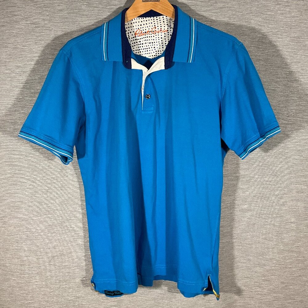 Men's Robert Graham Blue Polo Shirt, Size L